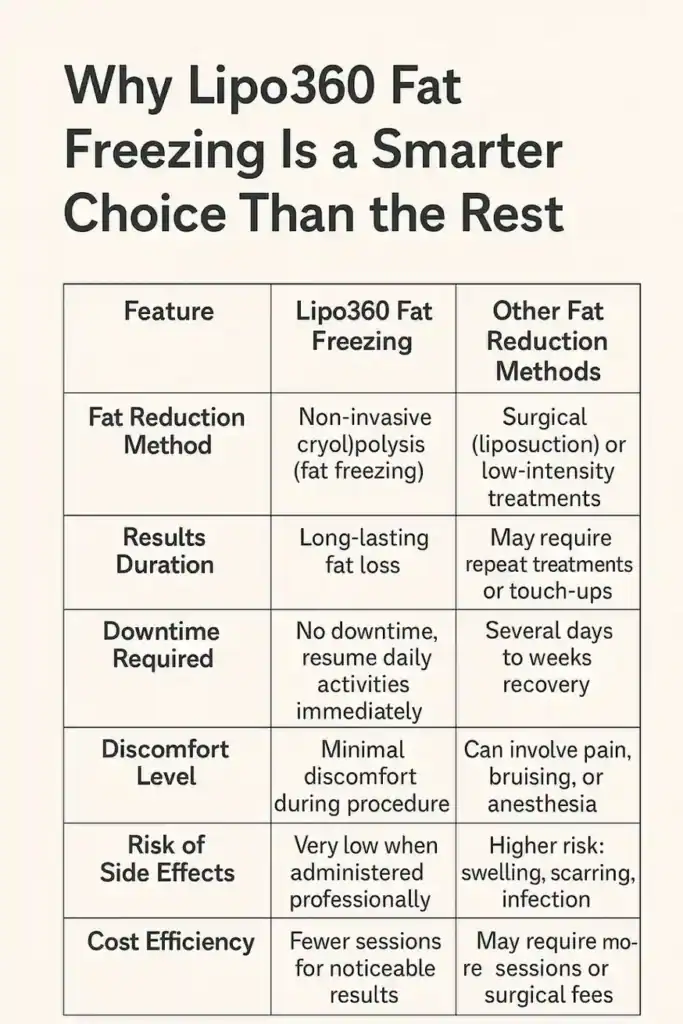 Is it possible to permanently freeze fat cells? 2 Table showing benefits of fat freezing to remove fat cells Wickford from Lipo 360