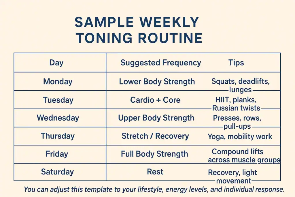 Achieving the Perfect Tone: How Often Should You Exercise for Results? 4 Weekly exercise Wickford plan graphic