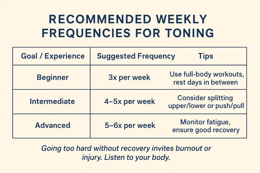 Achieving the Perfect Tone: How Often Should You Exercise for Results? 2 Graphic to show how often you should do exercise to help with toning Wickford