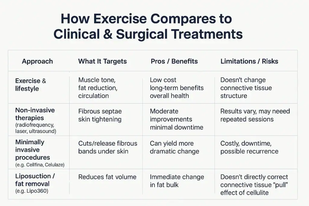 Sculpting Your Bum: Can Toning Exercises Really Reduce Cellulite? 2 How exercise compares to treatments from Lipo 360 Wickford