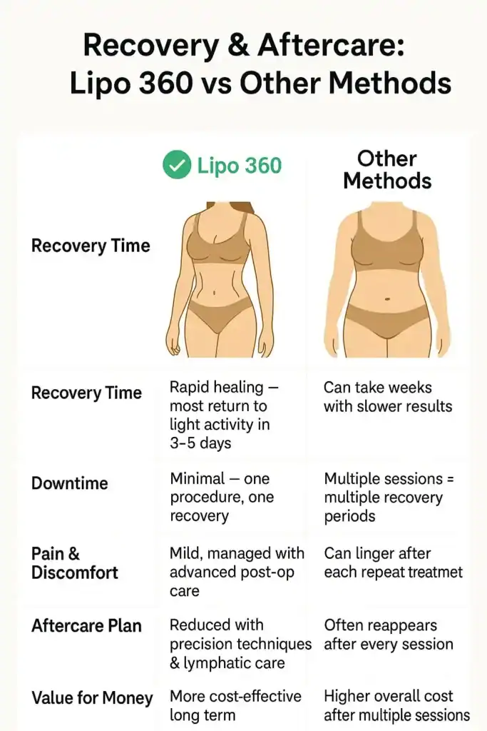 Recovery and Aftercare for Fat-Dissolving Surgery 2 Table to show fat dissolving injection aftercare Wickford