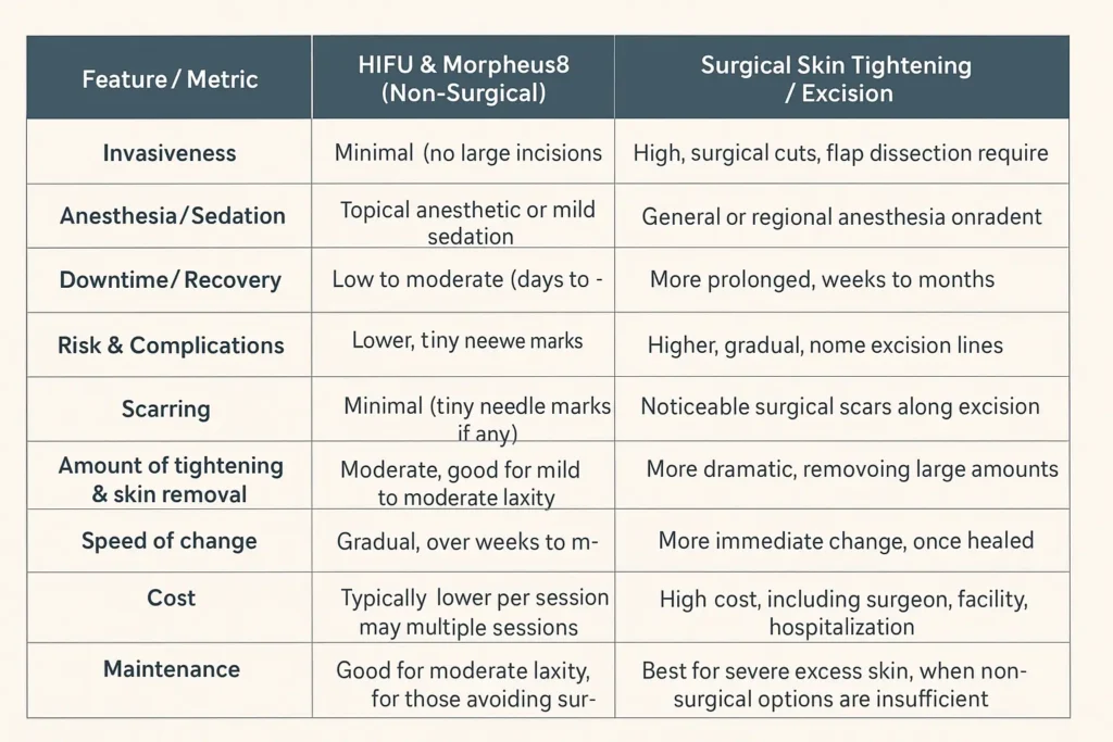 The Science of Skin Tightening 2 Table of skin tightening Wickford benefits compared to surgical options
